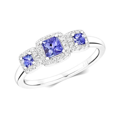 Buy 4 Prong Setting Princess Shape 3 Color Stone Ring - Abelini