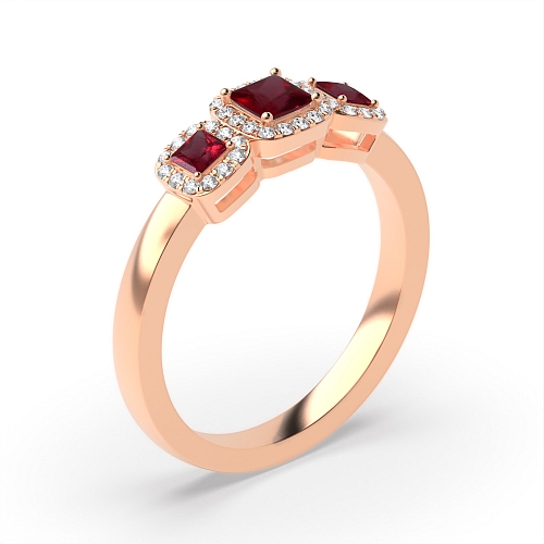 4 Prong Princess Rose Gold Spectrum Engagement Rings