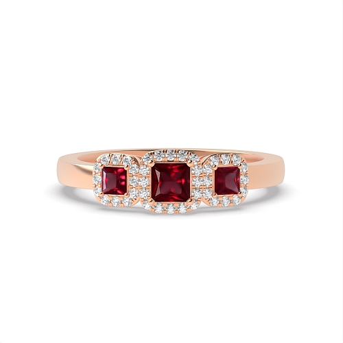 4 Prong Princess Rose Gold Spectrum Engagement Rings