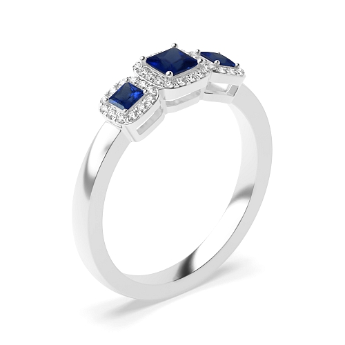4 Prong Princess Spectrum Blue Sapphire Engagement Rings