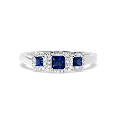 4 Prong Princess Spectrum Blue Sapphire Engagement Rings