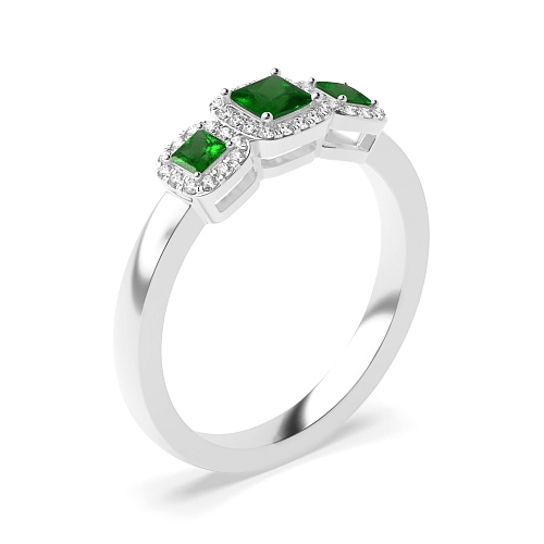 4 Prong Princess Spectrum Emerald Engagement Rings