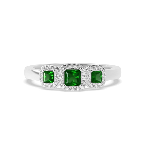 4 Prong Princess Spectrum Emerald Engagement Rings