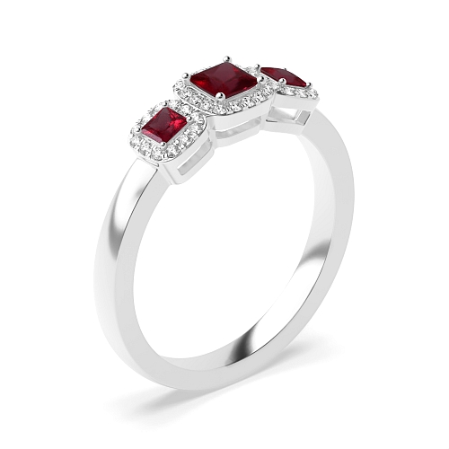 4 Prong Princess Spectrum Ruby Engagement Rings