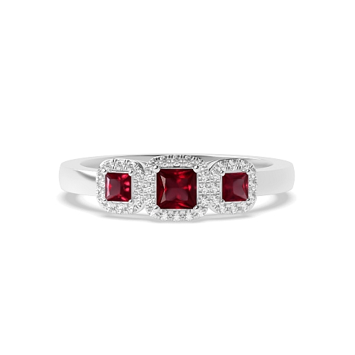 4 Prong Princess Spectrum Ruby Engagement Rings