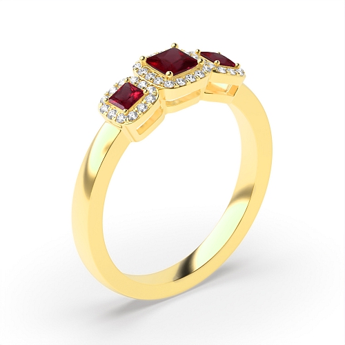 4 Prong Princess Yellow Gold Spectrum Engagement Rings