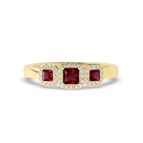 4 Prong Princess Yellow Gold Spectrum Engagement Rings
