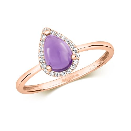 Prong Pear Rose Gold Halo diamond and Engagement Rings