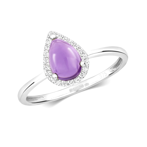 Prong Pear Halo diamond and Gemstone Engagement Rings