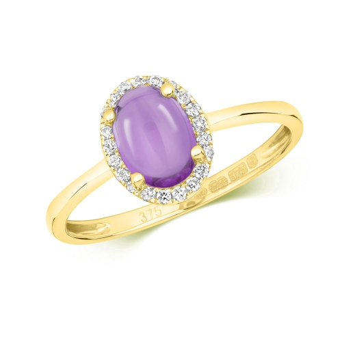 4 Prong Oval Yellow Gold Delicate halo diamond and Engagement Rings