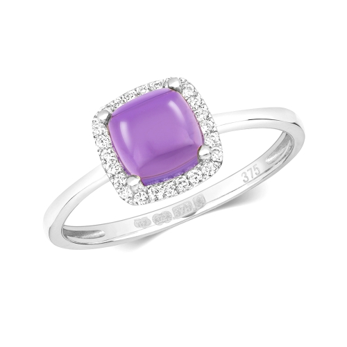 4 Prong Cushion Celeste Gemstone Engagement Rings
