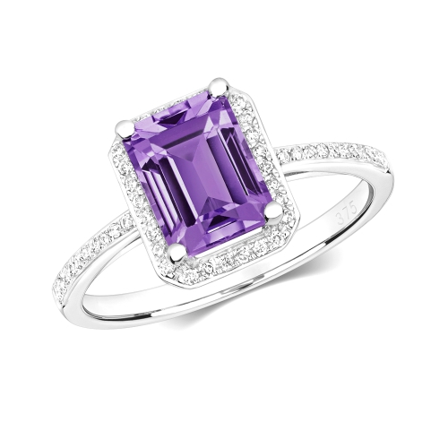 4 Prong Emerald Halo crown Engagement Rings