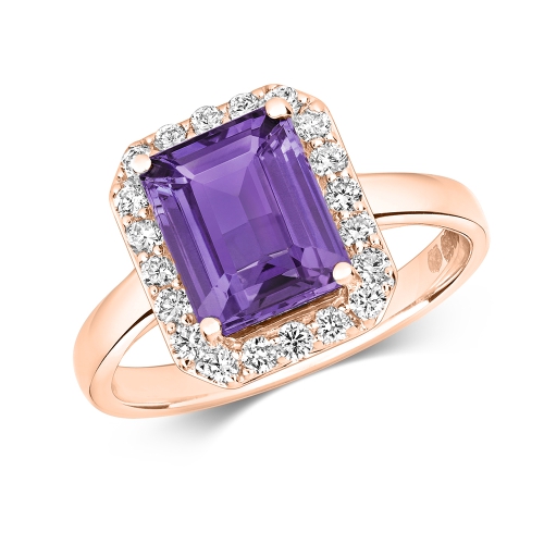 4 Prong Emerald Rose Gold Angel Lab Grown Diamond Engagement Rings