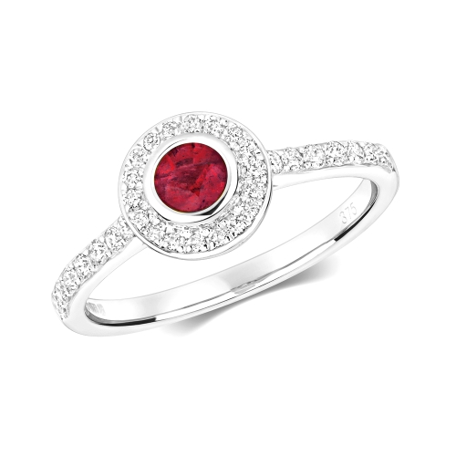 Bezel Setting Round Radiance crown Ruby Engagement Rings