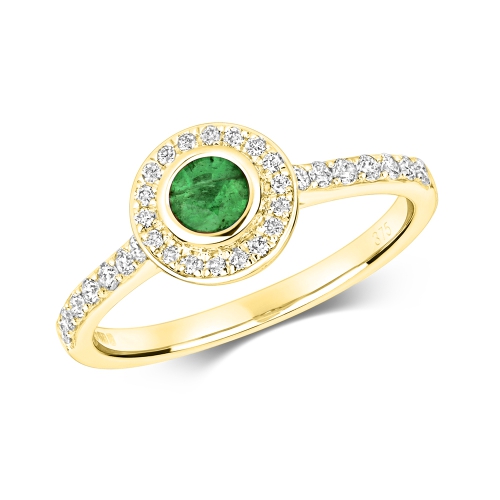 Bezel Setting Round Yellow Gold Radiance crown Engagement Rings