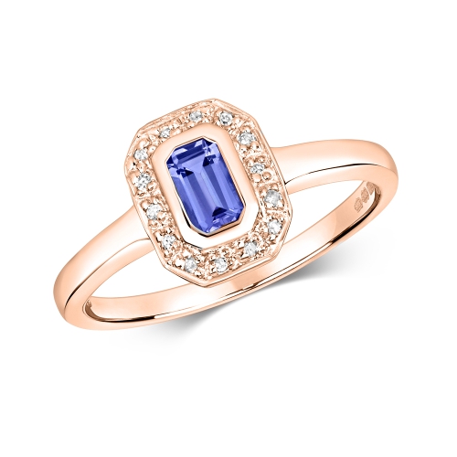 Bezel Setting Emerald Rose Gold Orbit halo diamond Lab Grown Diamond Engagement Rings