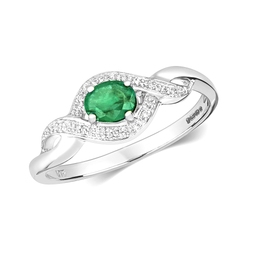 Prong Setting Oval Shape Color Stone And Side Round Diamond Rings