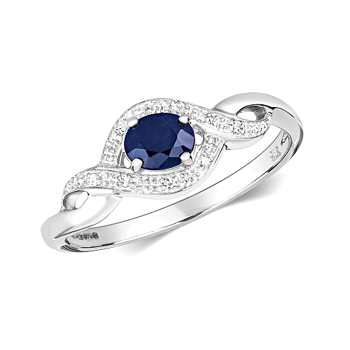 4 Prong Oval Unique halo Blue Sapphire Engagement Rings