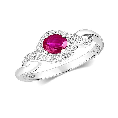 4 Prong Oval Unique halo Ruby Engagement Rings