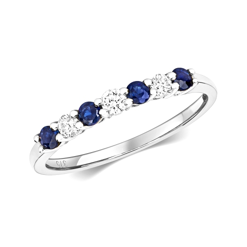 4 Prong Round Sparkle royale Blue Sapphire Diamond Rings