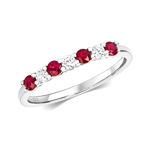 4 Prong Round Sparkle royale Ruby Diamond Rings