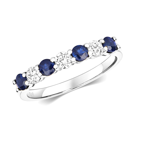 4 Prong Round Crown radiance Blue Sapphire Diamond Rings