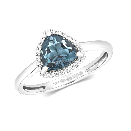 3 Prong Trillion Blue Topaz Gemstone Engagement Ring