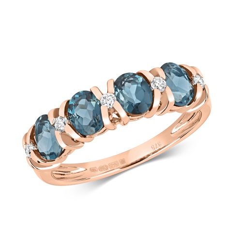 Prong Oval Rose Gold Cross bar 4 stone Lab Grown Diamond Rings