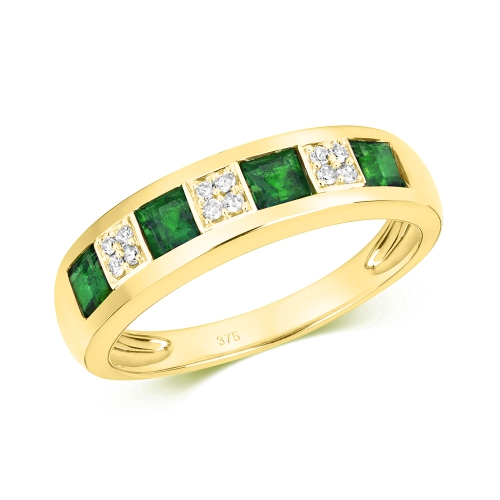 Channel Setting Princess Yellow Gold Radiance orb Diamond Rings