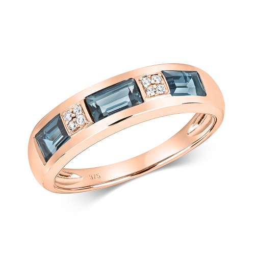 Channel Setting Baguette Rose Gold Clustered round diamond and Lab Grown Diamond Rings