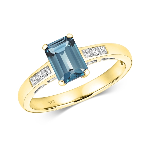 4 Prong Emerald Yellow Gold Magnifique Lab Grown Diamond Engagement Rings