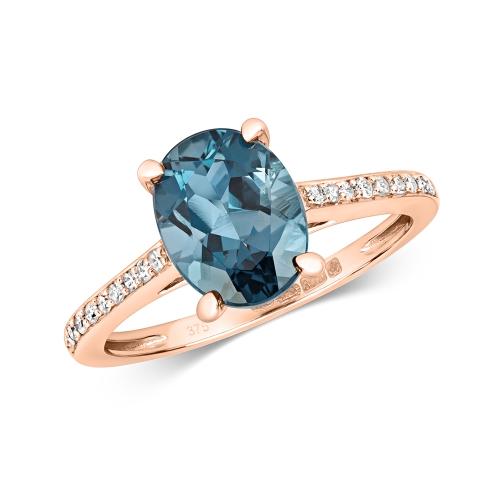 4 Prong Oval Rose Gold Accented diamond Lab Grown Diamond Engagement Rings