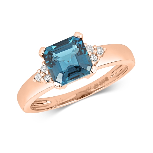 4 Prong Asscher Rose Gold Lab Grown Diamond Engagement Rings