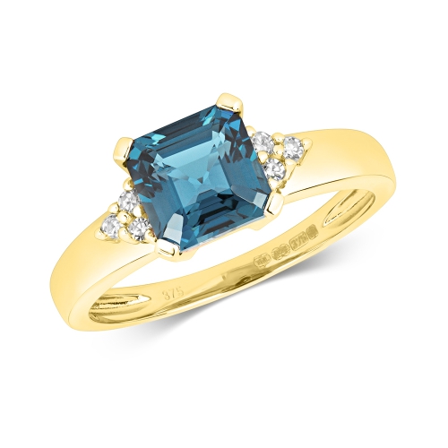 4 Prong Asscher Yellow Gold Lab Grown Diamond Engagement Rings
