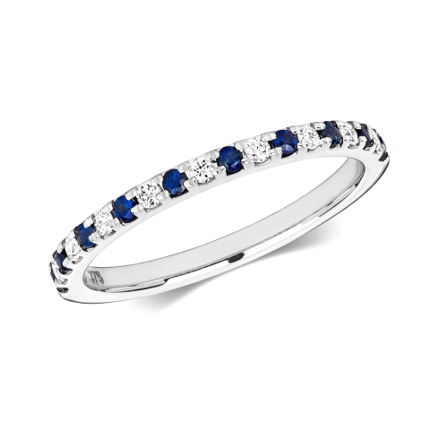 Channel Setting Round Azure starlight Blue Sapphire Diamond Rings