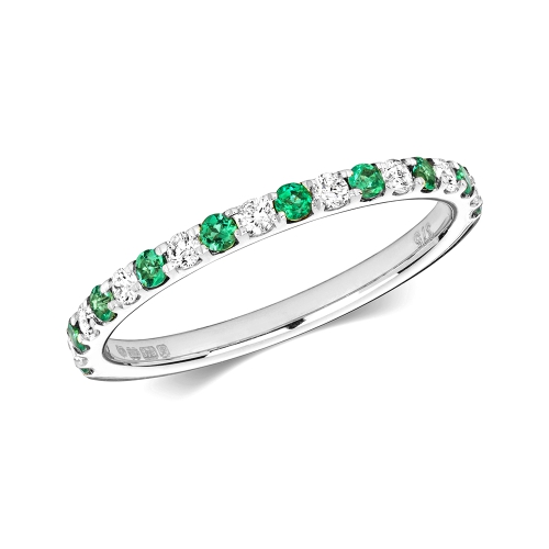 Channel Setting Round Azure starlight Emerald Diamond Rings