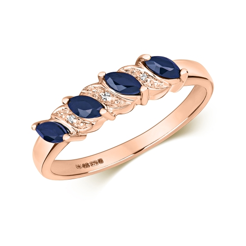 Prong Marquise Rose Gold 4 stone diamond and Lab Grown Diamond Rings