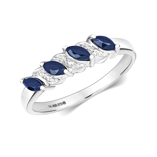 Prong Marquise 4 stone diamond and Naturally Mined Gemstone Diamond Rings