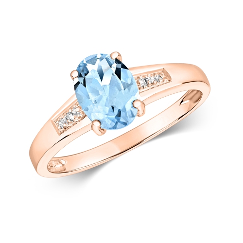 4 Prong Oval Rose Gold Accented diamond and Lab Grown Diamond Engagement Rings