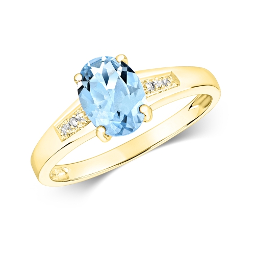 4 Prong Oval Yellow Gold Accented diamond and Lab Grown Diamond Engagement Rings