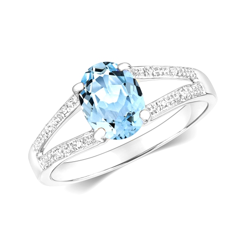 4 Prong Setting Oval Cut Color Stone And Side Round Diamond Rings