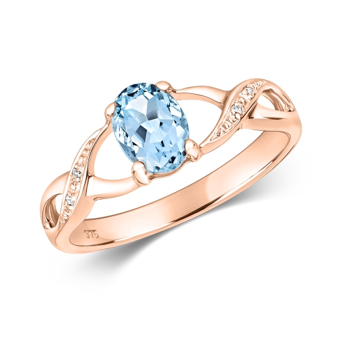 4 Prong Oval Rose Gold Orbit veil Engagement Rings