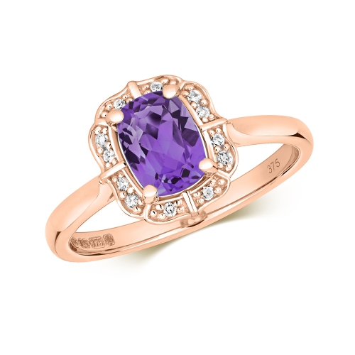 4 Prong Cushion Rose Gold Radiance spectrum Engagement Rings