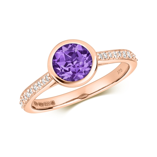 Bezel Setting Round Rose Gold Whisper Engagement Rings