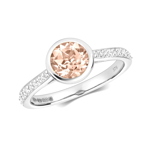 Bezel Setting Round Whisper Morganite Engagement Rings