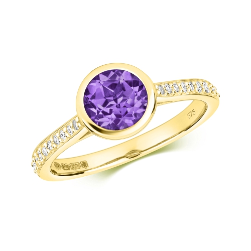 Bezel Setting Round Yellow Gold Whisper Engagement Rings