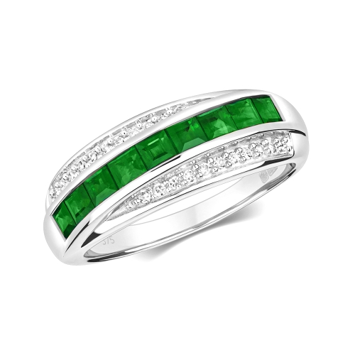 Channel Setting Princess Endure Gemstone Diamond Rings