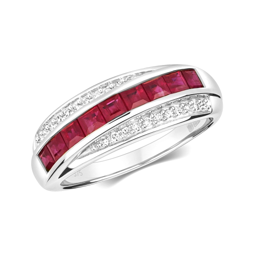 Channel Setting Princess Endure Ruby Diamond Rings