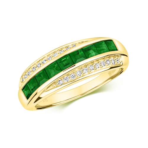 Channel Setting Princess Yellow Gold Endure Diamond Rings