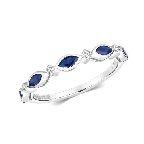 Bezel Setting Marquise Spark seven Blue Sapphire Diamond Rings